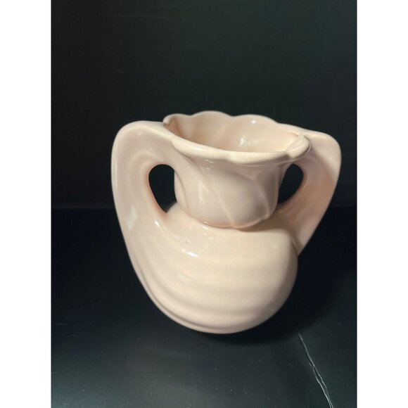 Soft Pink Double Twisted Handled Vase USA Vintage 5 1/4” Numbered 632 - Picture 2 of 5